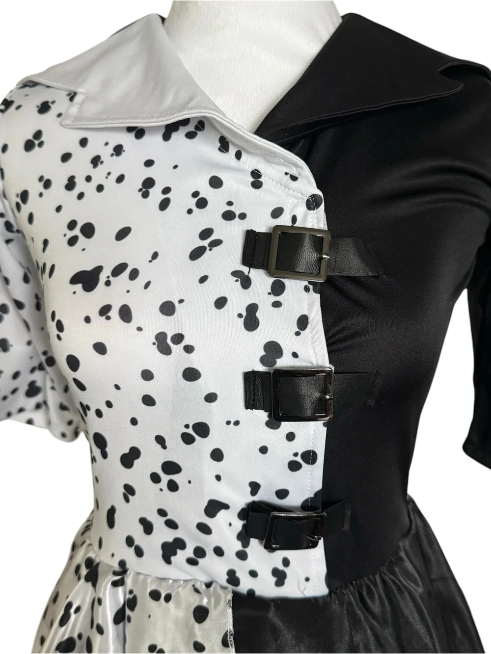 Cruella De Vil Costume Girls M Black White Dalmatian Dress Halloween